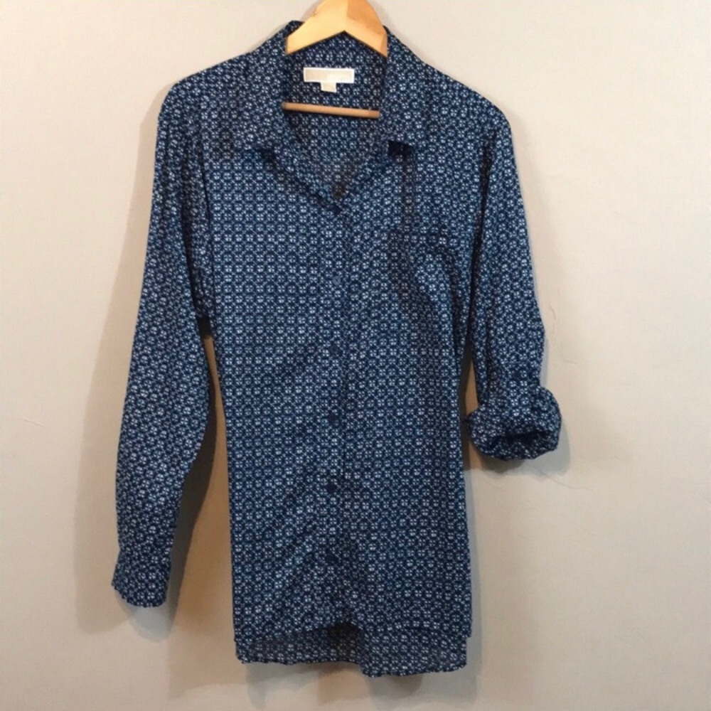 Michael Michael Kors blue print button down top